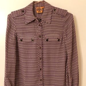 Tory Burch Silk Purple Pattern Blouse Size 2